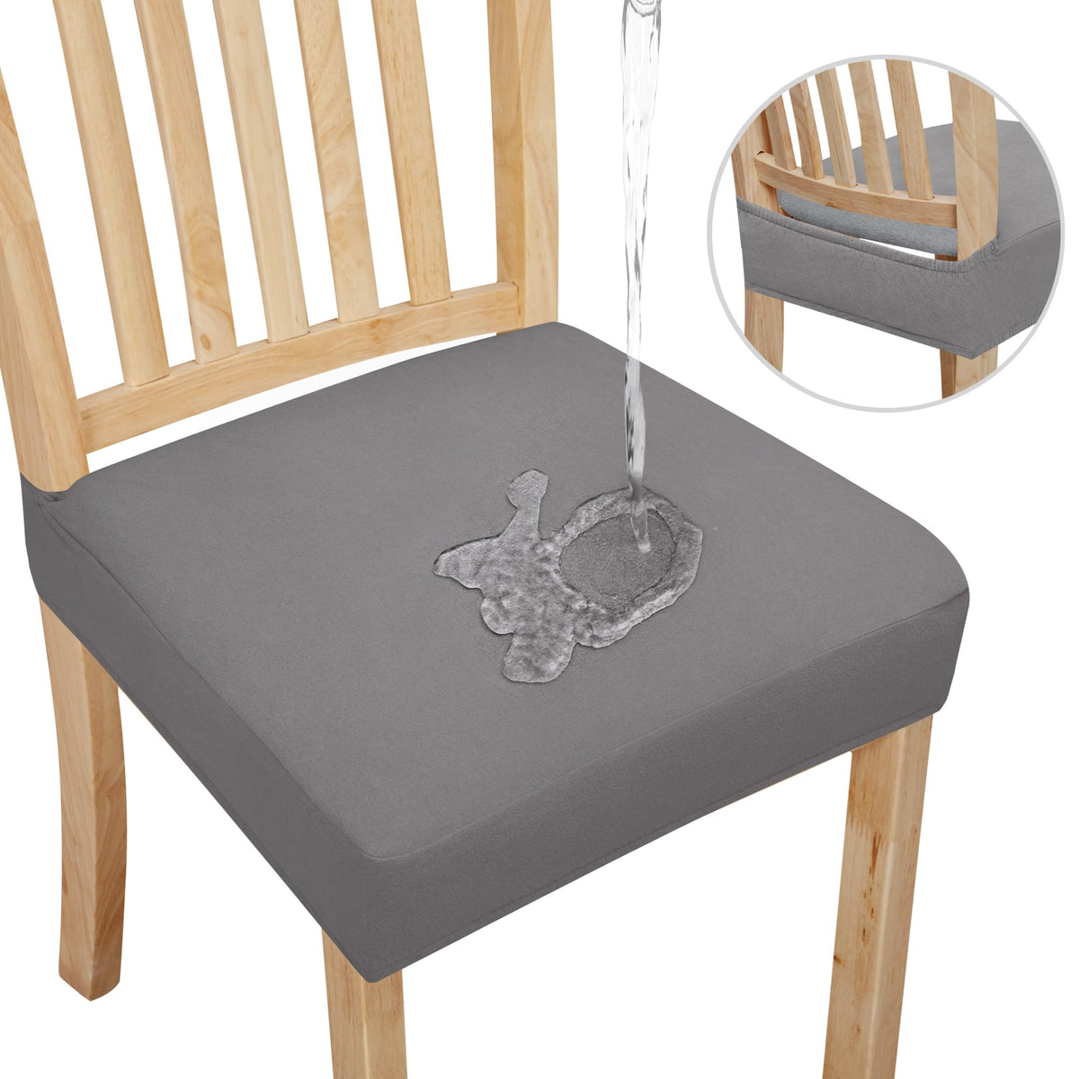 Easy-Going Waterproof Seat Covers for Dining Chairs Set of 4, Ivory