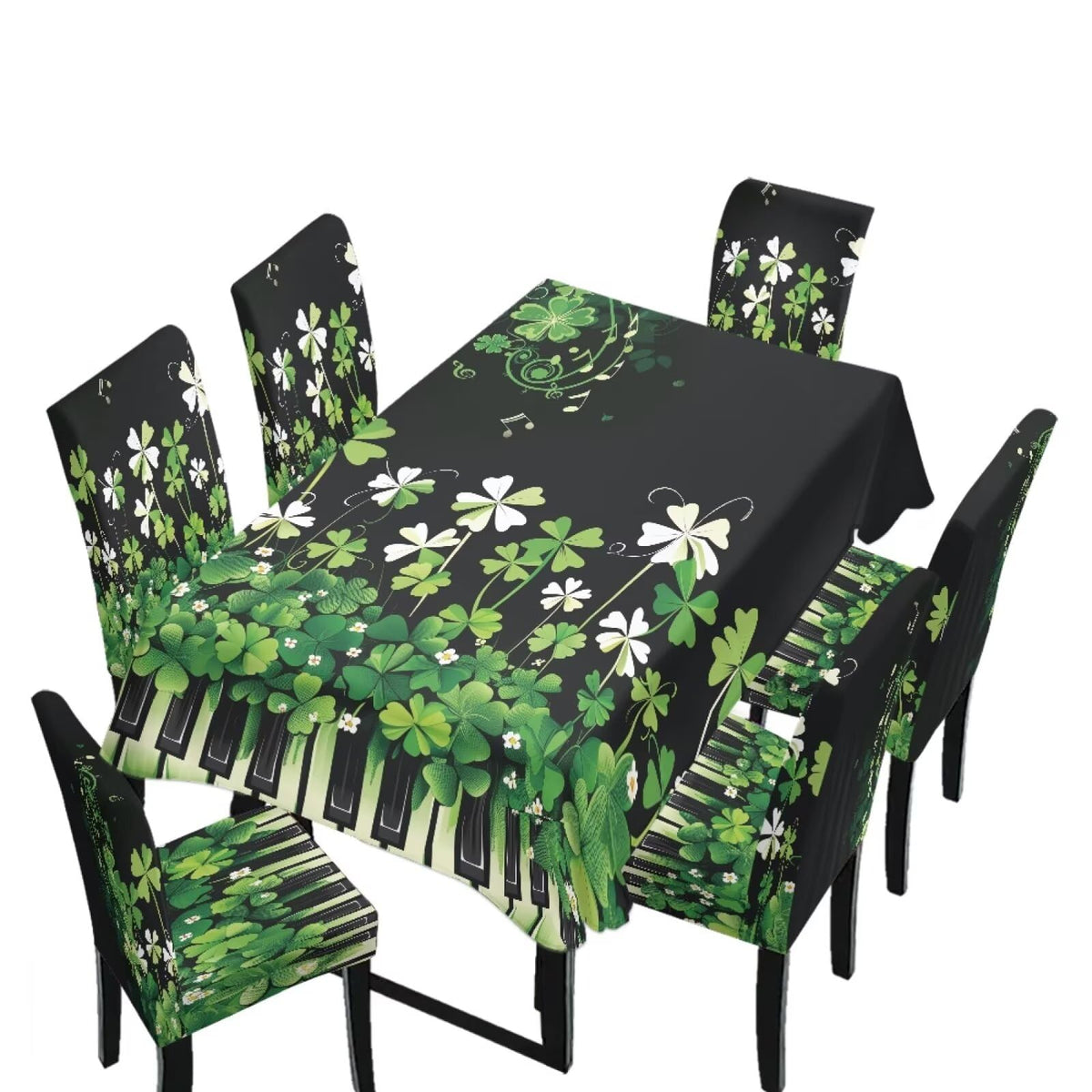 Stain Resistant Tablecloths and Dining Seat Covers Set of 5, Kitchen Chair Slipcovers Washable Table Slipcover Chair Seat Covers for Kitchen Restaurant, Chicken Cactus Print