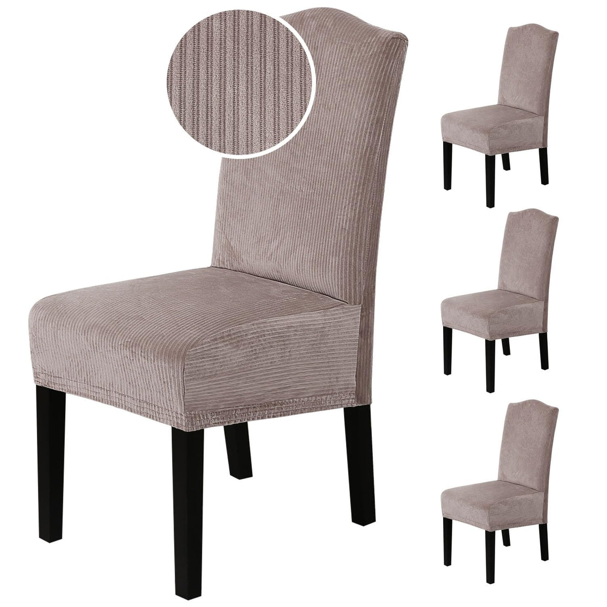 H.VERSAILTEX Dining Chair Covers Velvet Stretch Chair Covers for Dining Room Set of 6 Parson Chair Slipcovers Chair Protectors Covers, Soft Thick Solid Velvet Fabric Washable, Ivory