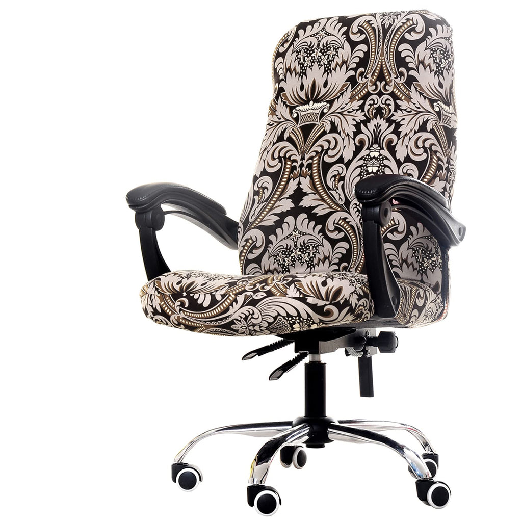 WOMACO Printed Office Chair Covers, Stretch Computer Universal Boss Modern Simplism Style High Back Chair Slipcover - Peony, Large