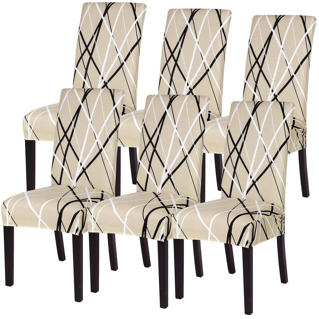 SearchI Chair Covers Slipcovers Set of 4, Spandex Super Fit Stretch Removable Washable Kitchen Parsons Protector for Dining Room,Hotel,Ceremony,Beige+Flowers
