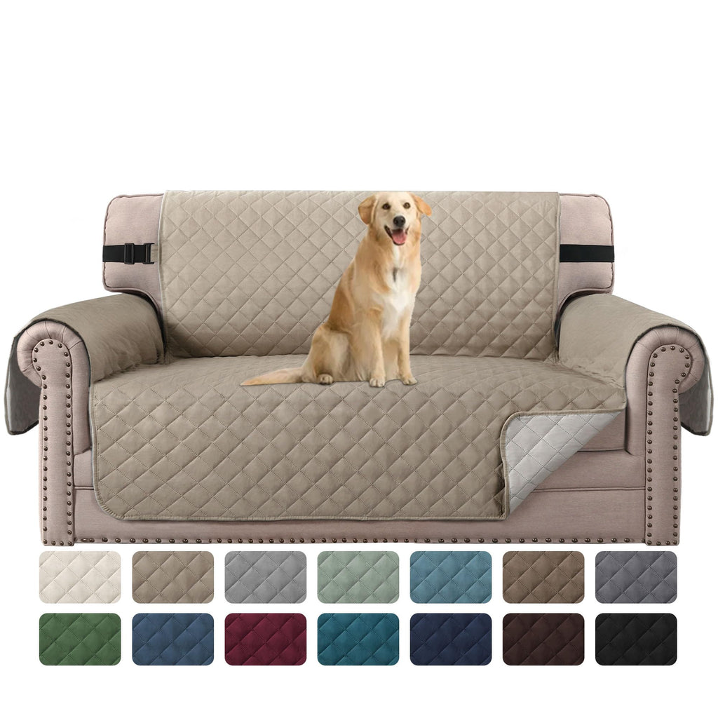 H.VERSAILTEX Reversible Couch Cover for 2 Cushion Couch Water Resistant Loveseat Washable Furniture Cover with Non-Slip Elastic Strap for Dogs, Pets, Kids(Oversized Loveseat, Charcoal Grey)