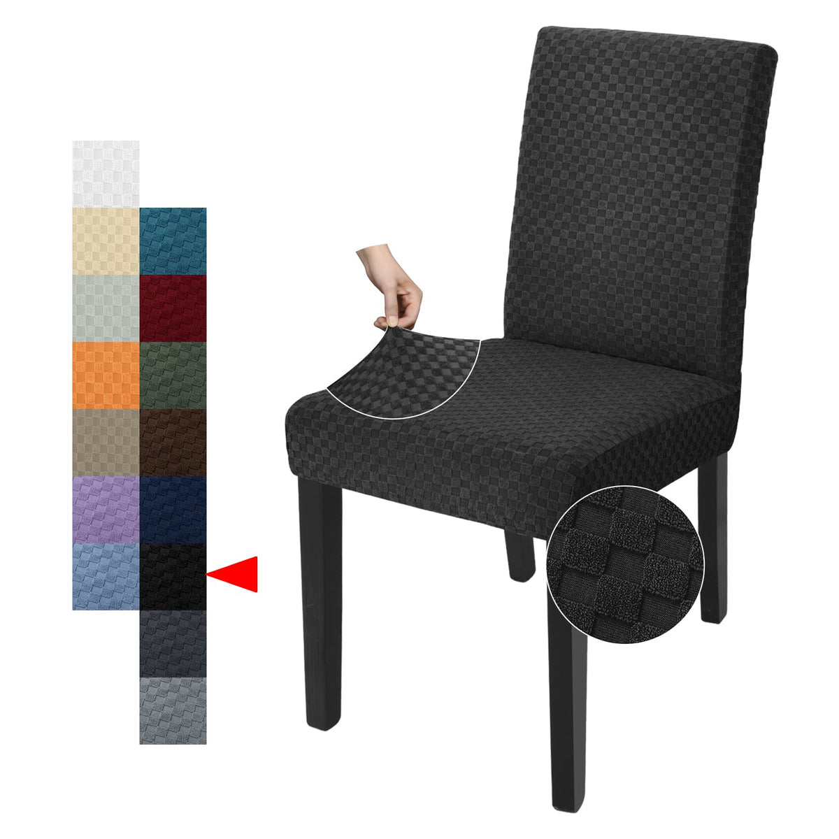 YEMYHOM 2 Packs Latest Checkered Dining Chair Slipcover Parsons Chair Furniture Protector Stretch Chair Covers for Dining Room, Restaurant, Kitchen, Party (Light Gray)