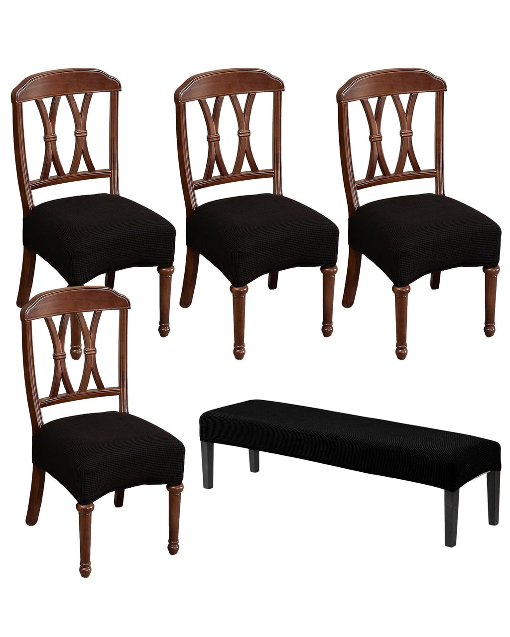 CRFATOP Dining Chair Seat Covers Set of 4 with Stretch Bench Slipcover,04