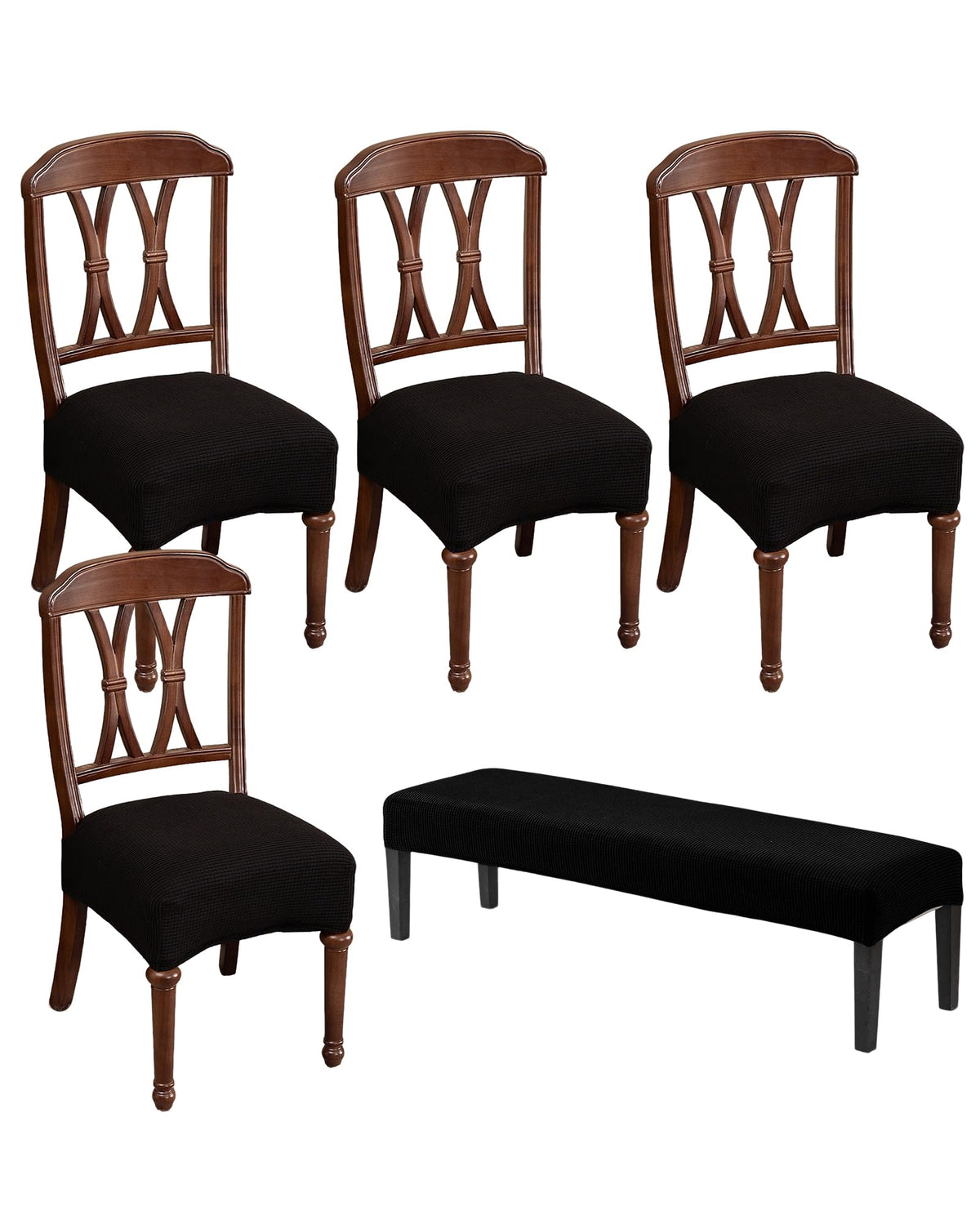 CRFATOP Dining Chair Seat Covers Set of 4 with Stretch Bench Slipcover,04