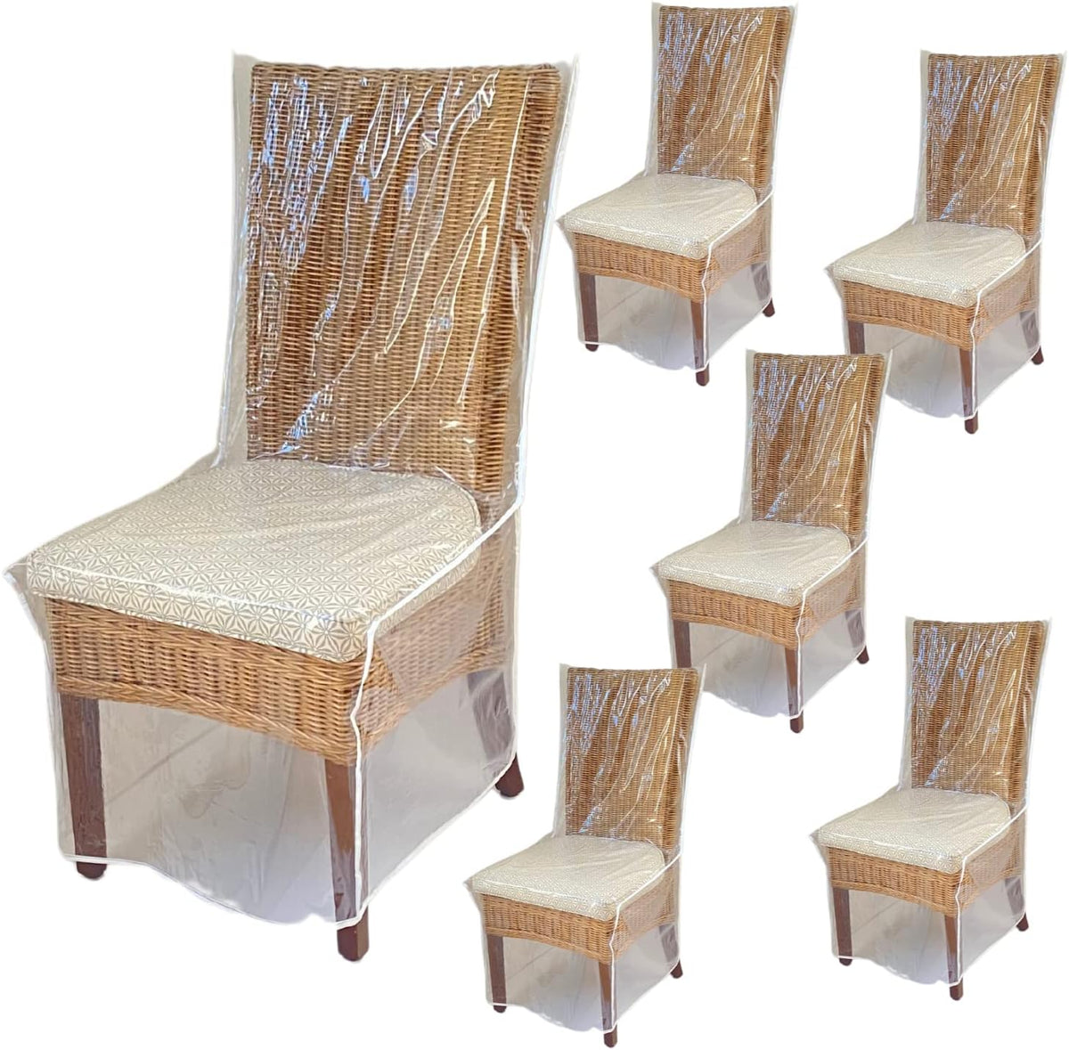 Evelots 6-Pack Clear PVC Dining Chair Covers, Spill-Resistant Protectors
