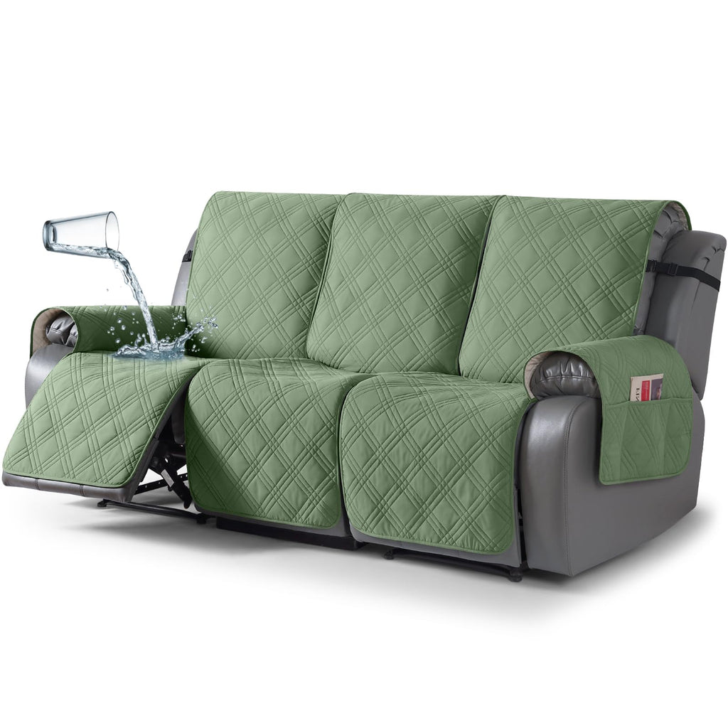 TAOCOCO 100% Waterproof Oversized Loveseat Recliner Cover, Non Slip Split Couch Covers for Reclining Loveseat with Elastic Straps for Kids Pets(Oversized 2 Seater, Chocolate)