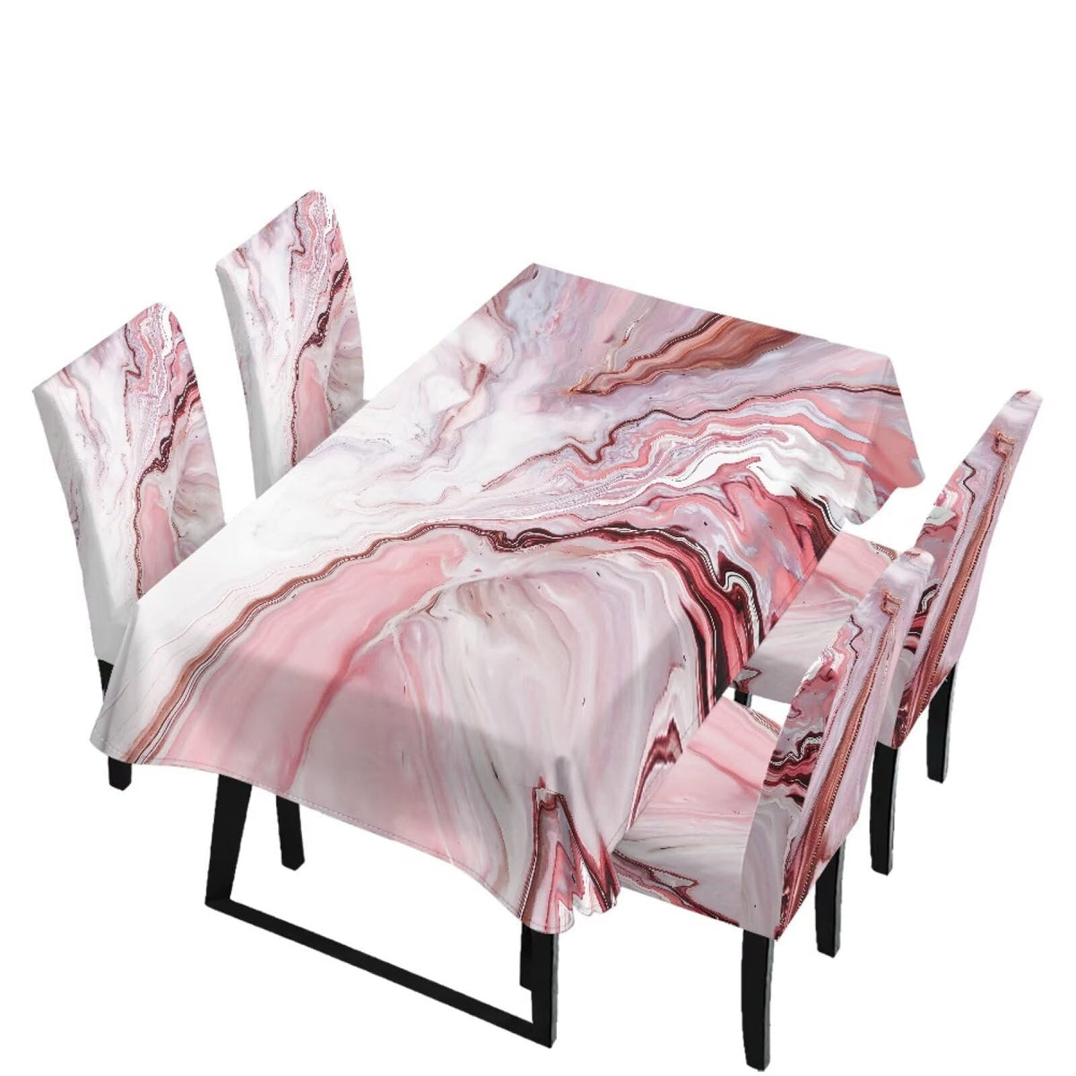 Palm Leaves Rectangular Table Cloth & Dining Chair Covers Set of 5, Stain Resistant Wipeable Chair Protectors for Farmhouse Rustic Home Kitchen Party Decor