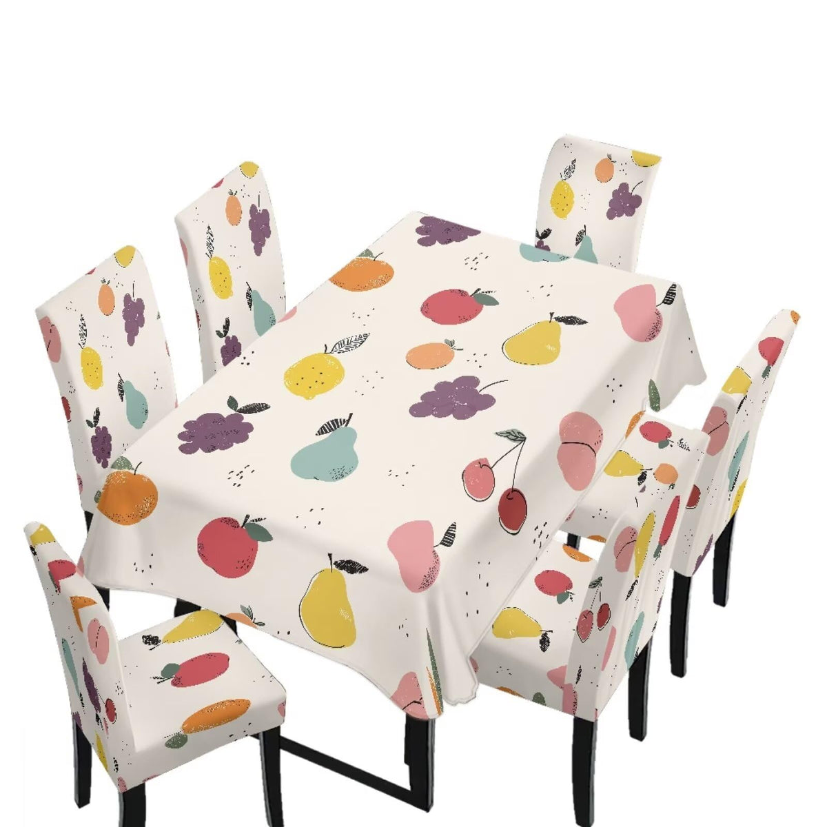 5 Pcs Table Cover Chair Covers Set Coloful Floral Dustproof Kitchen Seat Covers Set of 4 with Table Cover for Home Decor Soft Furniture Protector for Wedding Party Banquet