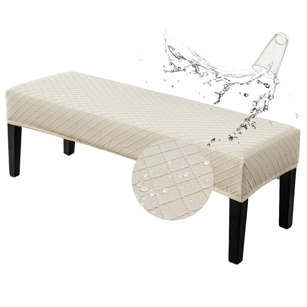Genina Waterproof Dining Room Bench Covers,Stretch Bench Cover,Beige