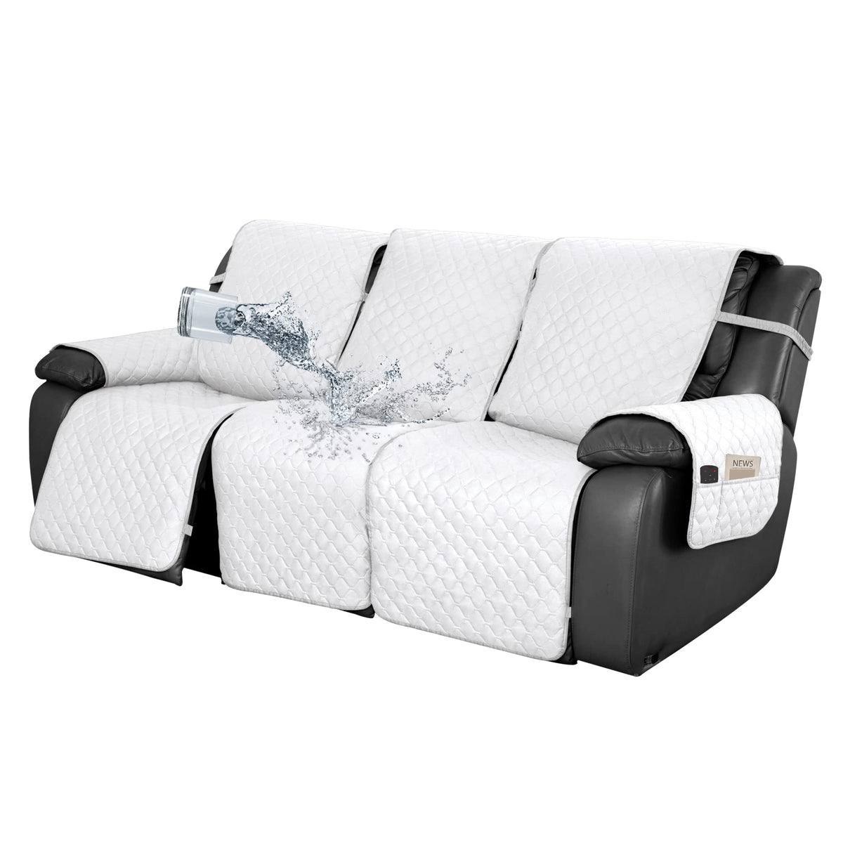 Easy-Going Waterproof Recliner Loveseat Sofa Cover with Pocket, 1-Piece Reversible Couch Cover for 2 Seat Recliner, Protector with Elastic Straps for Pets(Recliner Loveseat, Gray/Light Gray)