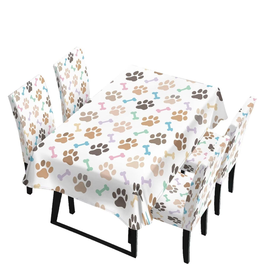 Fall Pumpkin Rectangular Table Cloth & Dining Chair Covers Set of 7, Stain Resistant Wipeable Chair Protectors for Farmhouse Rustic Home Kitchen Party Decor