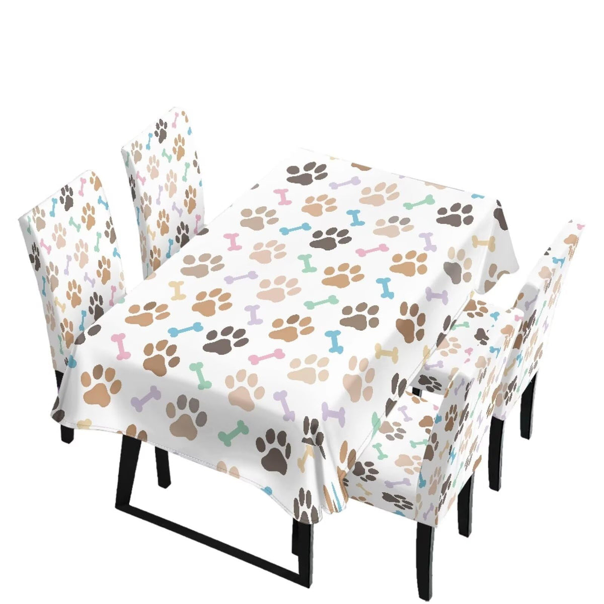 Fall Pumpkin Rectangular Table Cloth & Dining Chair Covers Set of 7, Stain Resistant Wipeable Chair Protectors for Farmhouse Rustic Home Kitchen Party Decor
