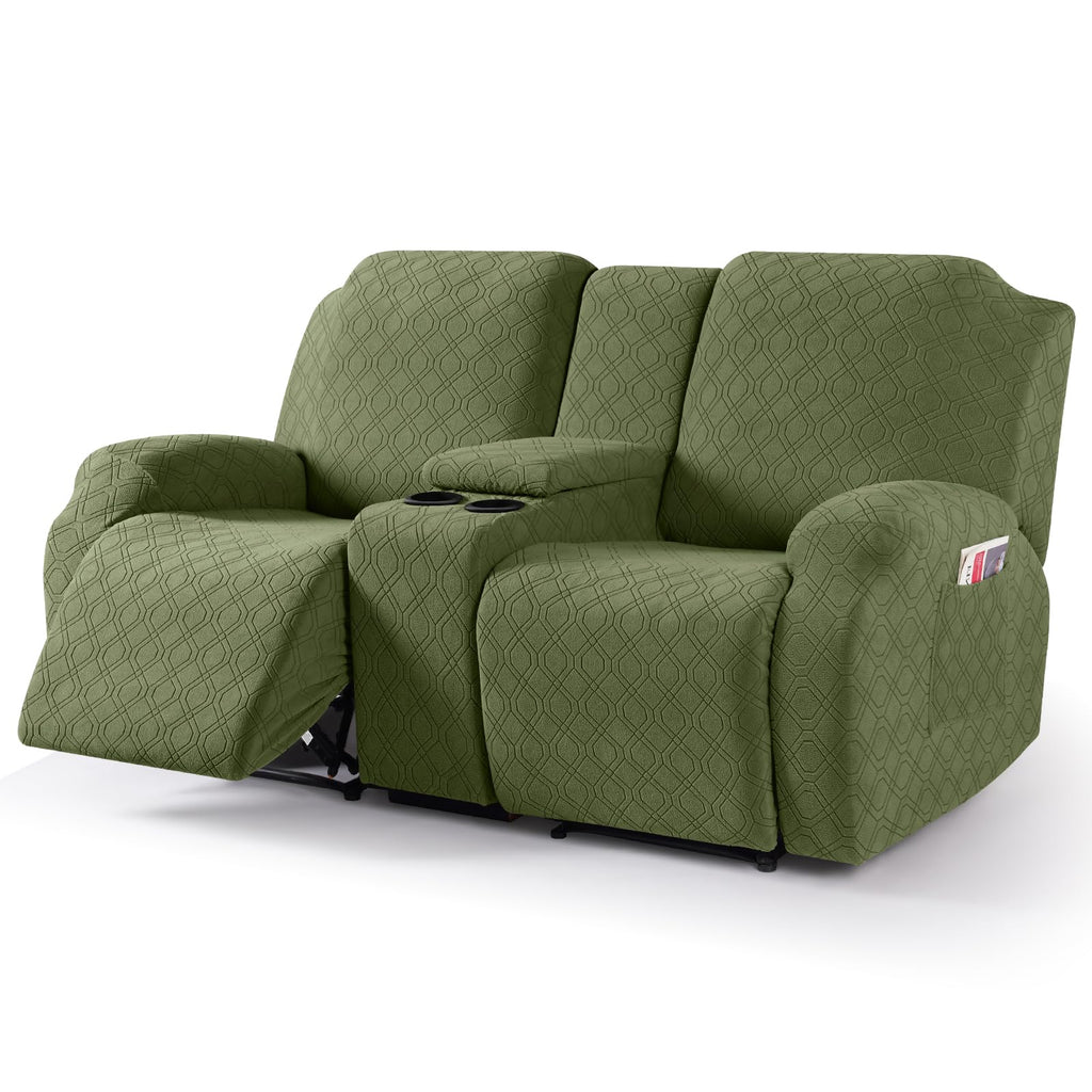 VANSOFY Stretch Recliner Loveseat Cover with Middle Console, Chocolate
