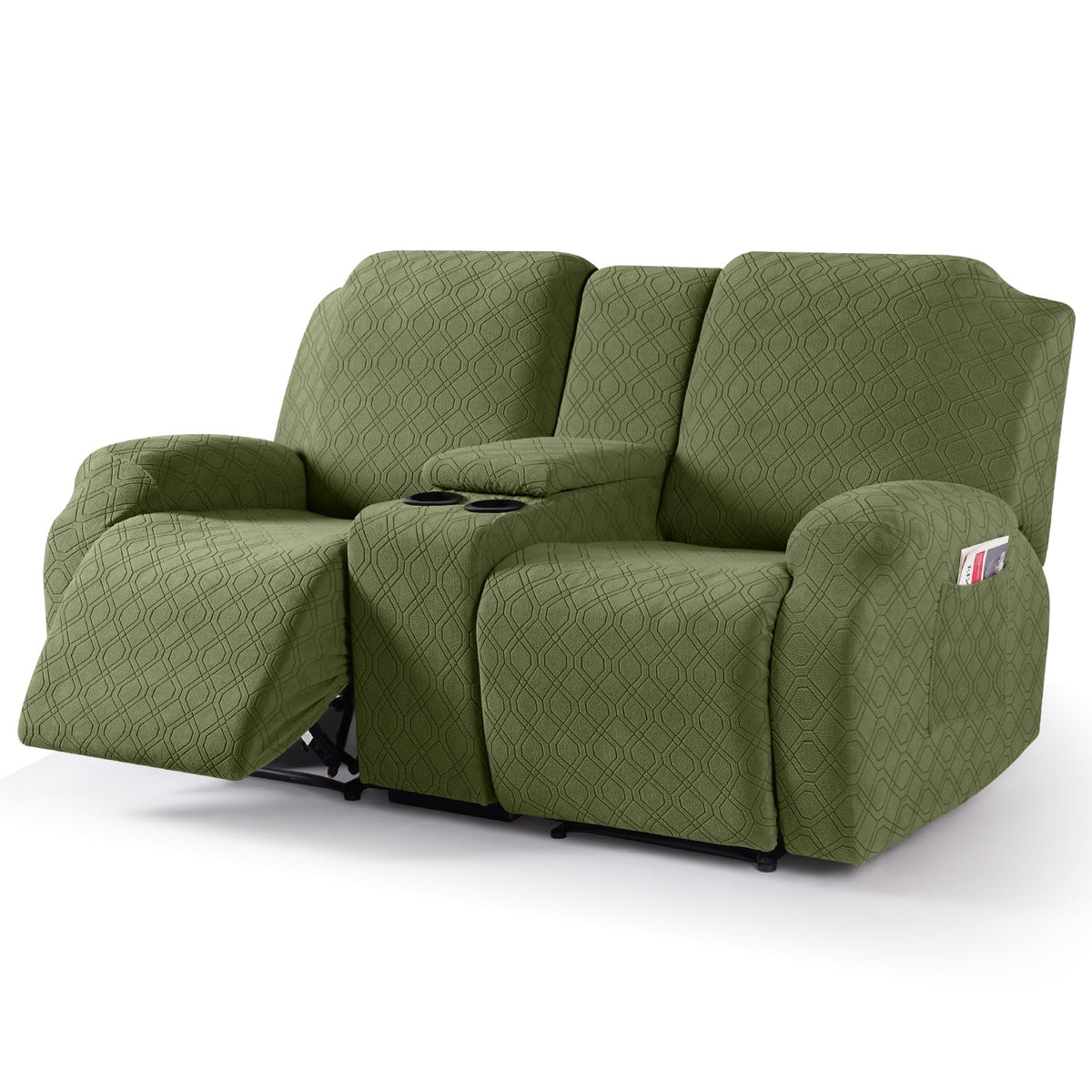 VANSOFY Stretch Recliner Loveseat Cover with Middle Console, Chocolate