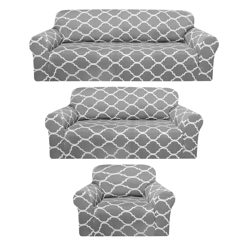 Peryiter 2 Pcs Dark Gray Couch and Loveseat Sofa Covers,2 Size