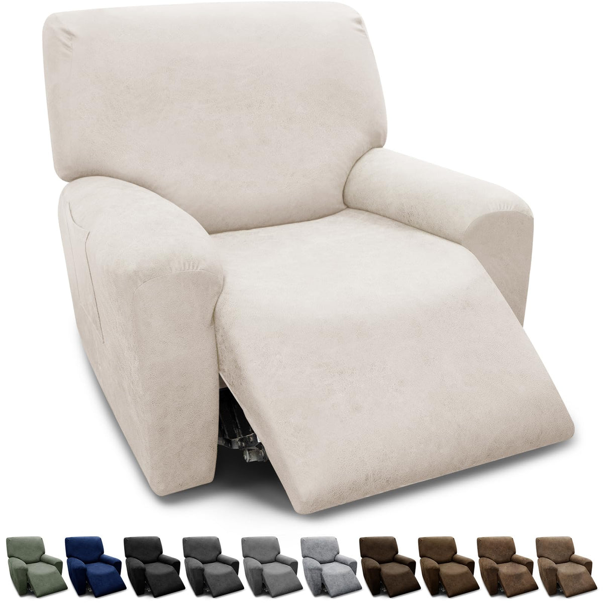 3-Pieces T Cushion Loveseat Slipcovers Leather Look Couch Cover Loveseat Covers for 2 Cushion Couch Furniture Protector Stretch Sofa Cover with 2 Individual T Cushion Seat Covers, Brown