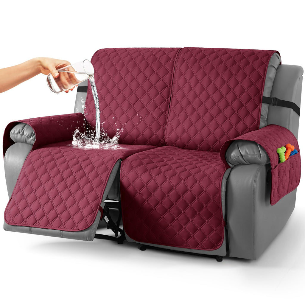 TAOCOCO 100% Waterproof Loveseat Recliner Covers Reversible, Charcoal Gray