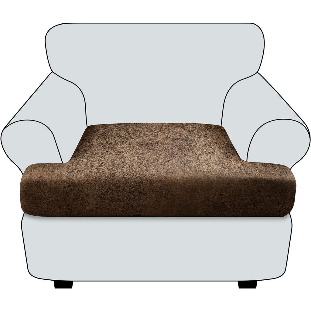 Loveseat Cushion Covers Leather-Look 2PC Stretch Love Seat Slipcover Sets for Living Room Individual Couch Seat Protector, Pet-Friendly, Non-Slip, Easy Fit - Coffee