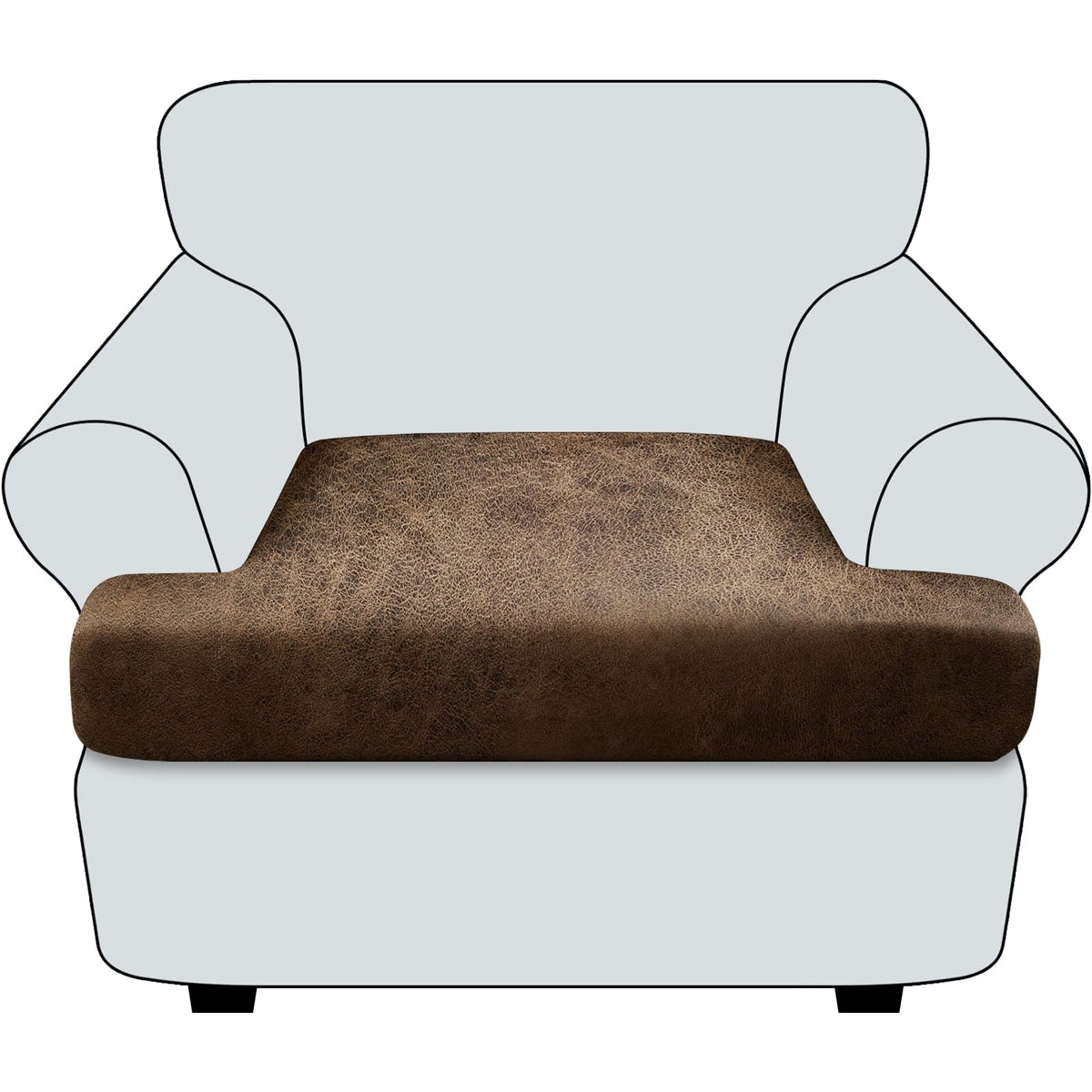 Loveseat Cushion Covers Leather-Look 2PC Stretch Love Seat Slipcover Sets for Living Room Individual Couch Seat Protector, Pet-Friendly, Non-Slip, Easy Fit - Coffee