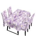 ZDCUSTOM Easter Table and Chair Covers for Parties Purple Bunny Dining Chairs Cover Daisy Tablecloths Rectangular for Easter Party