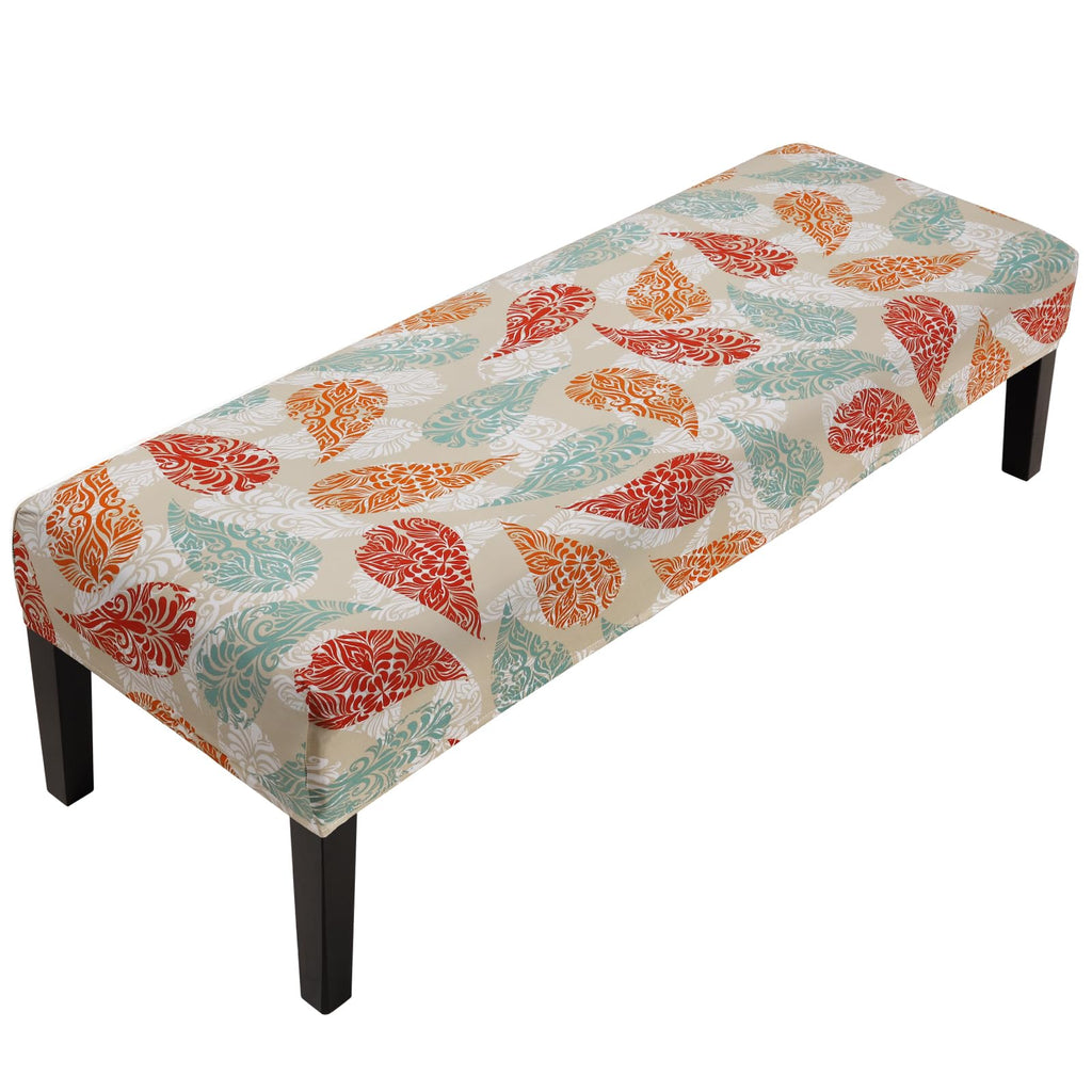 Fuloon Stretch Jacquard Dining Bench Cover - Anti-Dust Removable Bench Slipcover Washable Seat Cushion Protector for Bedroom, Kitchen, Hotel, Banquet (Beige)