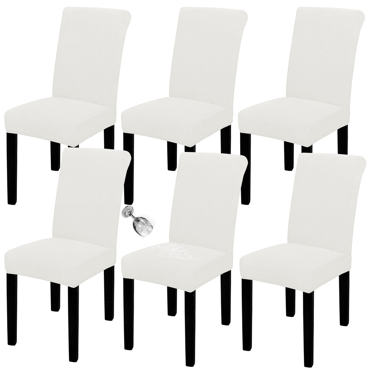 Easy-Going 100% Waterproof Dining Room Chair Covers Set of 6, Large