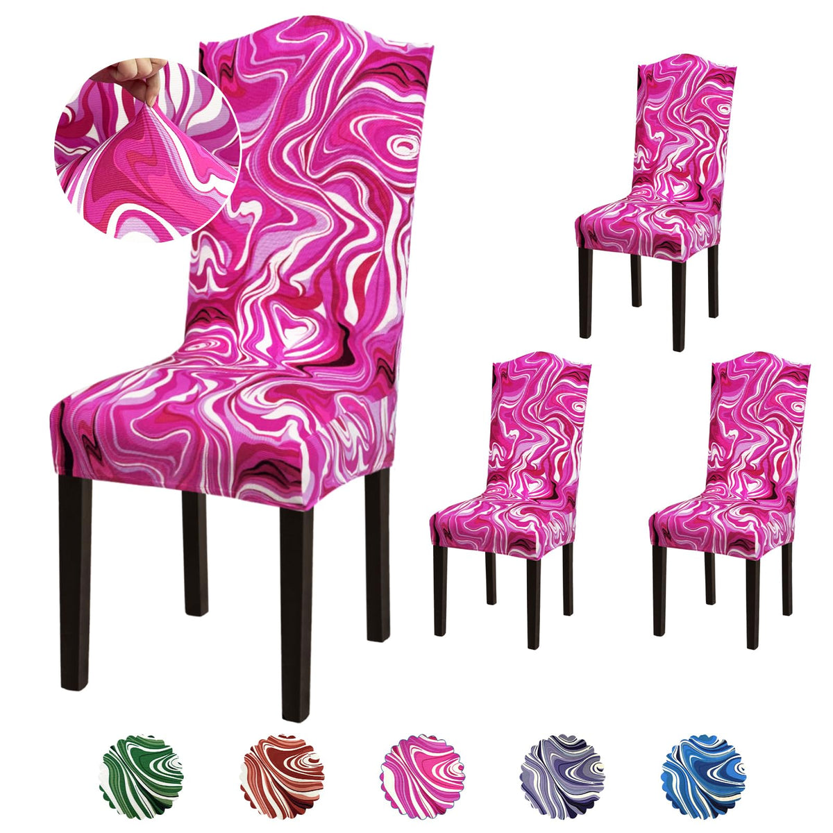 Stretch Dining Room Chair Covers Set of 6, Removable Washable Chair Covers for Dining Chairs,Dining Room, Hotel, Ceremony