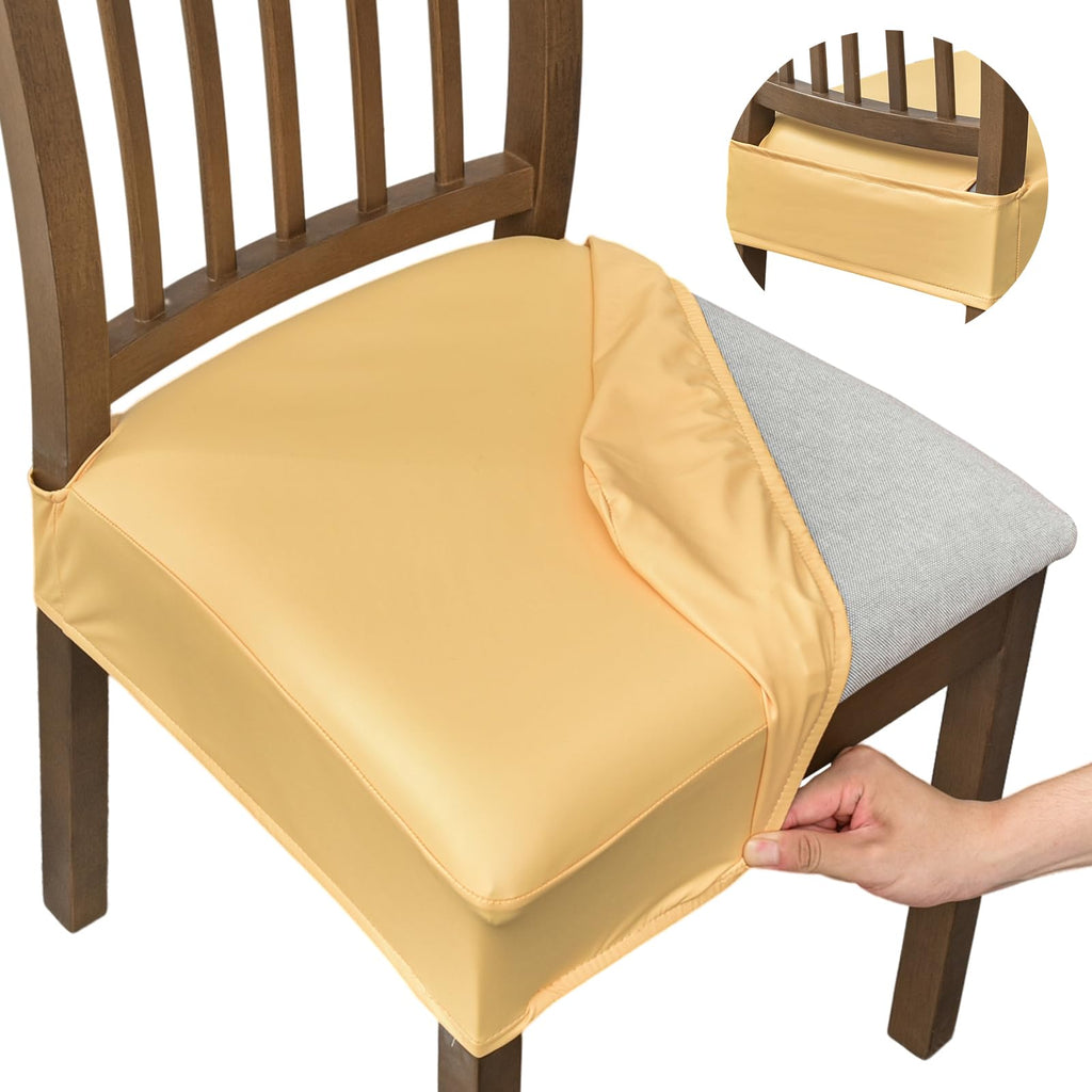 NILUOH Waterproof Seat Covers for Dining Room Chairs, 4 Pack Coffee