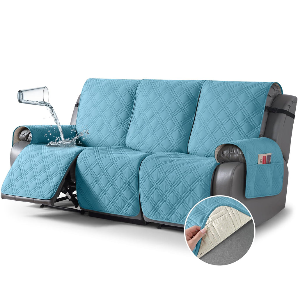 TAOCOCO 100% Waterproof Oversized Loveseat Recliner Cover, Non Slip Split Couch Covers for Reclining Loveseat with Elastic Straps for Kids Pets(Oversized 2 Seater, Chocolate)