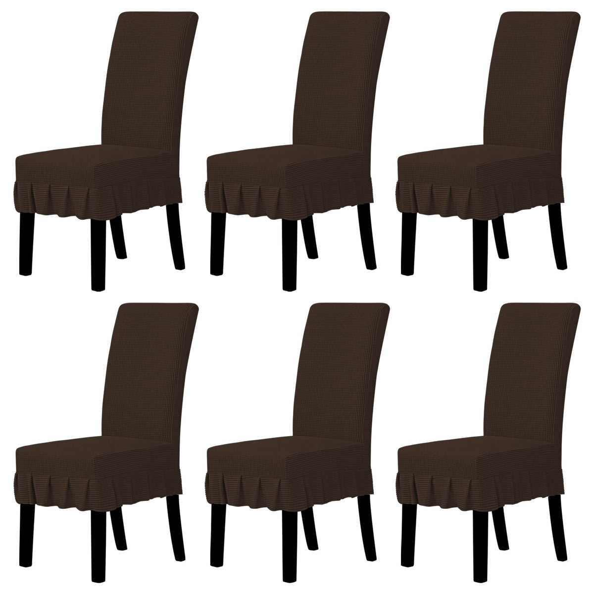 Easy-Going 2 PCS Stretch Dining Room Chair Covers with Skirt, Light Gray