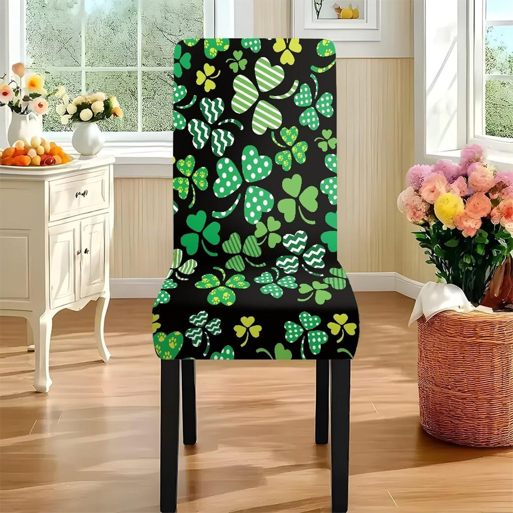 ZDCUSTOM St Patricks Day Table Cloth and Chair Cover Set of 4 Green Tablecloths Rectangular Festive Chair Covers for Dining Chairs St. Patrick’s Day Decoration