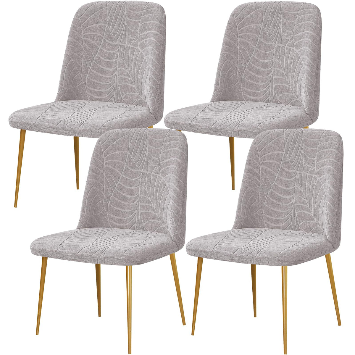 Gollense Curved Back Chair Covers for Dining Room, Mid Century Modern Chair Slipcovers, Semi Circle Back Chair Seat Protector for Kitchen Living Room (4, Beige)