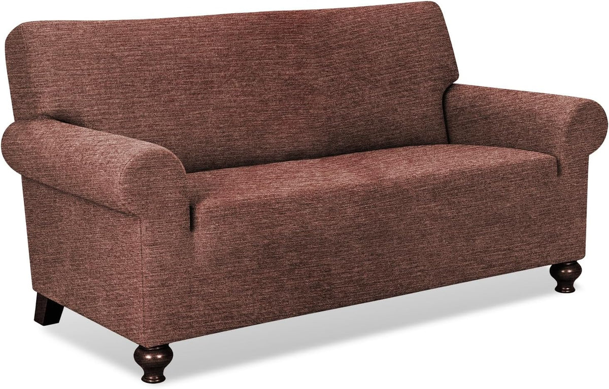 URBANLIFE 1-Piece Stretch Sofa Covers for 2 Cushion Couch, Chocolate