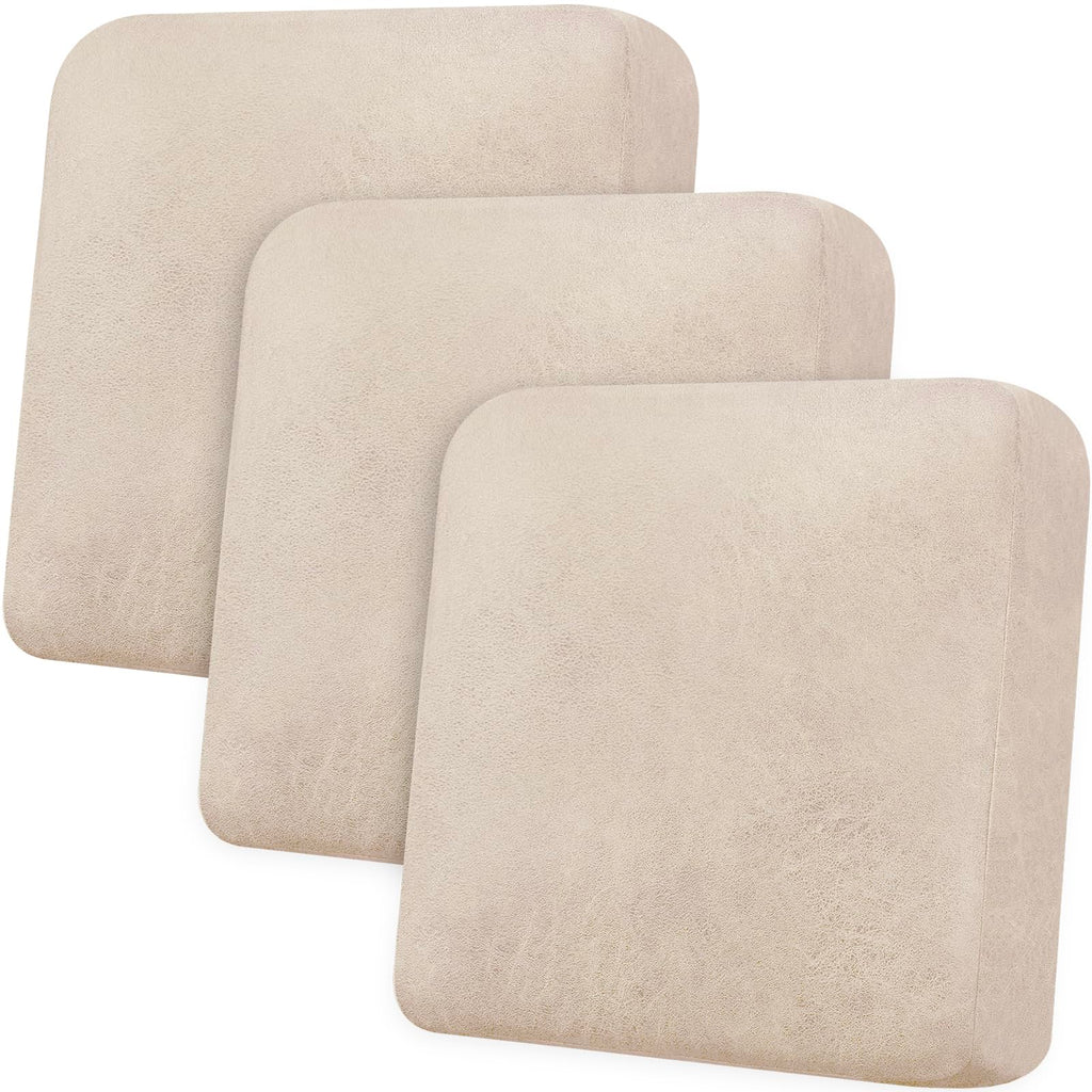 Loveseat Cushion Covers Leather-Look 2PC Stretch Love Seat Slipcover Sets for Living Room Individual Couch Seat Protector, Pet-Friendly, Non-Slip, Easy Fit - Coffee