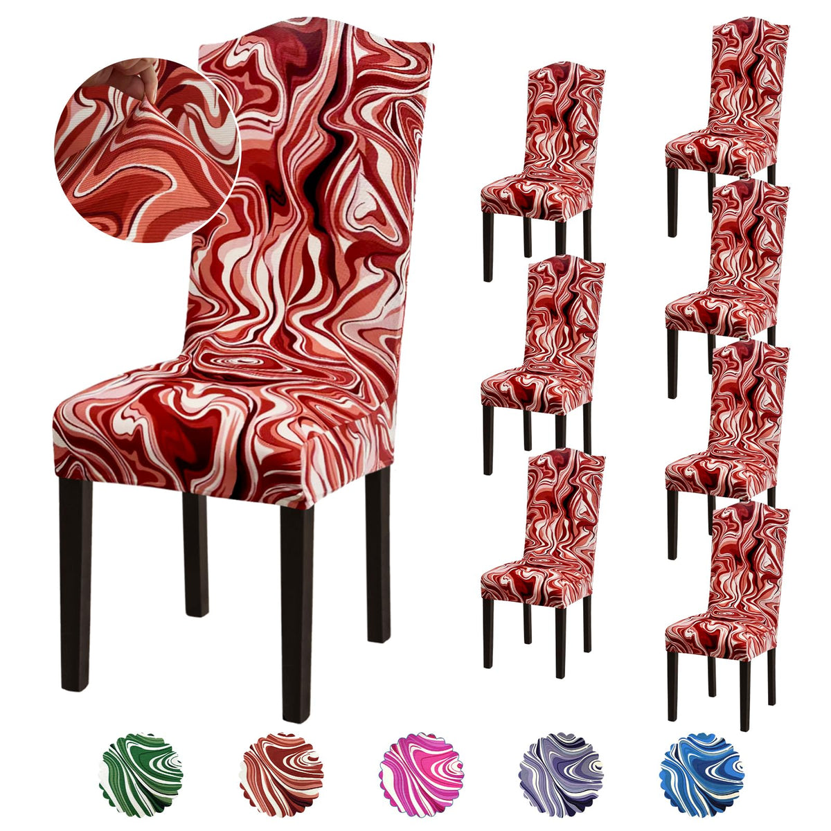Stretch Dining Room Chair Covers Set of 6, Removable Washable Chair Covers for Dining Chairs,Dining Room, Hotel, Ceremony