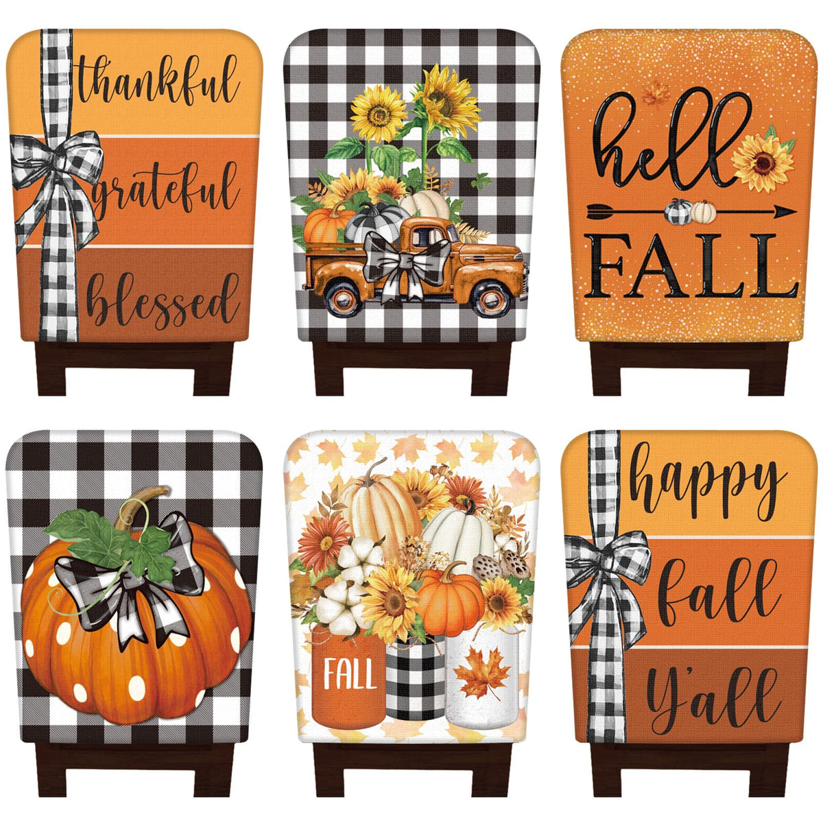 6 Pcs Fall Chair Covers, Maple Leaves Dining Chair Slipcovers