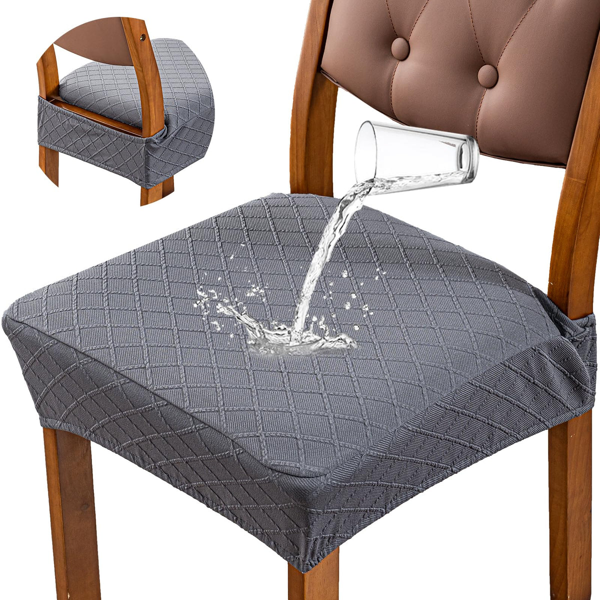 Genina Waterproof Seat Covers for Dining Room Chair Cushion Covers Set of 4