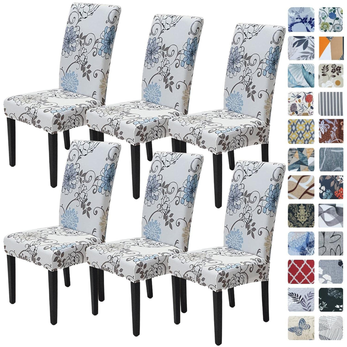 SPRINGRICO Chair Covers for Dining Room Set of 4, Stretch Dining Chair Cover, Washable Spandex Kitchen Parsons Chair Slipcovers, Removable Seat Protector for Home or Party (4 Pack, Lotus Gray)