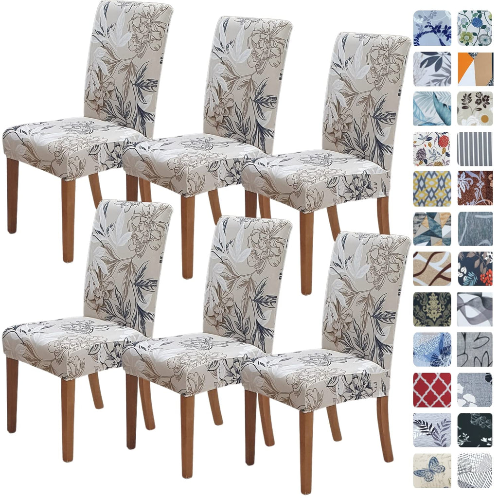 SPRINGRICO Chair Covers for Dining Room Set of 4, Stretch Dining Chair Cover, Washable Spandex Kitchen Parsons Chair Slipcovers, Removable Seat Protector for Home or Party (4 Pack, Lotus Gray)