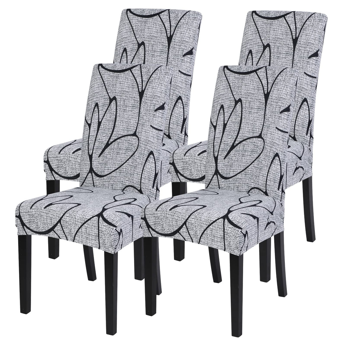 SearchI Dining Room Chair Covers Set of 6, Stretch Jacquard Parsons Chair Slipcovers Super Fit Removable Washable Kitchen Chair Protector Cover for Dining Room, Hotel, Ceremony (Beige Rhombus)