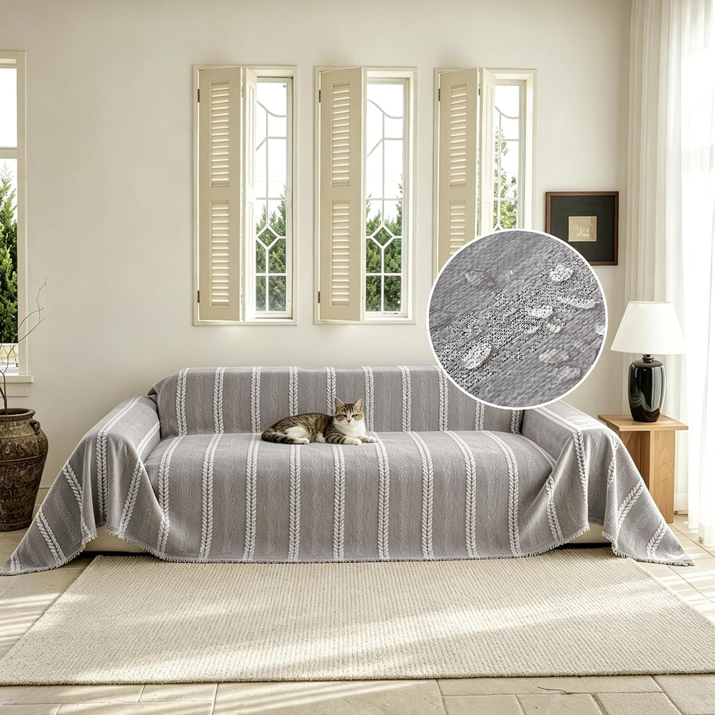 VOIR Waterproof Couch Covers for Dogs Washable, Boho Stripe Sofa Cover