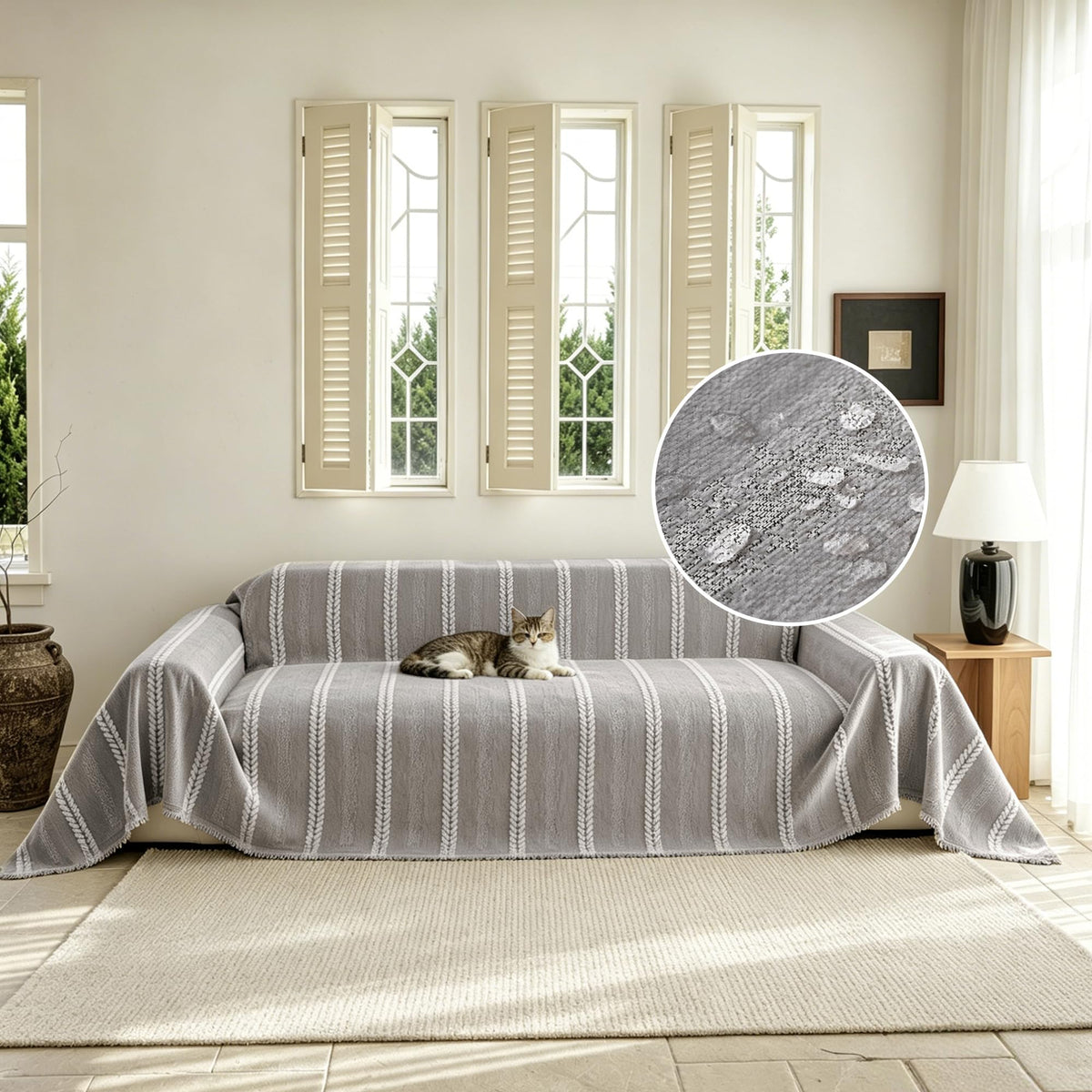 VOIR Waterproof Couch Covers for Dogs Washable, Boho Stripe Sofa Cover