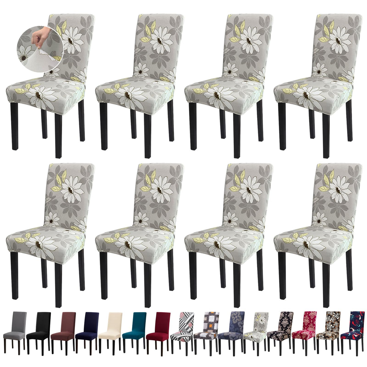 Chair Covers, Stretch Dining Room Chair Covers Set of 6, Removable Washable Dining Chair Slipcovers for Home, Hotel, Banquet