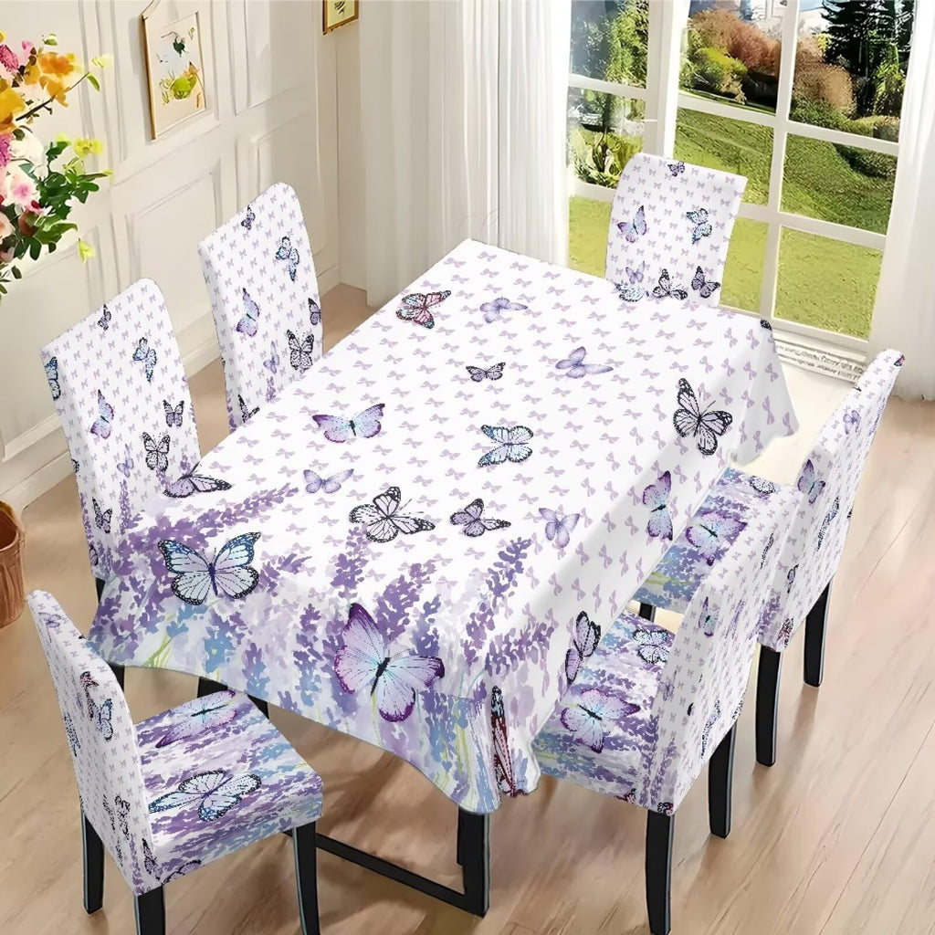 ZDCUSTOM St Patricks Day Table Cloth and Chair Cover Set of 4 Light Green Tablecloths Rectangular Clover Chair Covers for Dining Chairs Stain Resistant Decoration