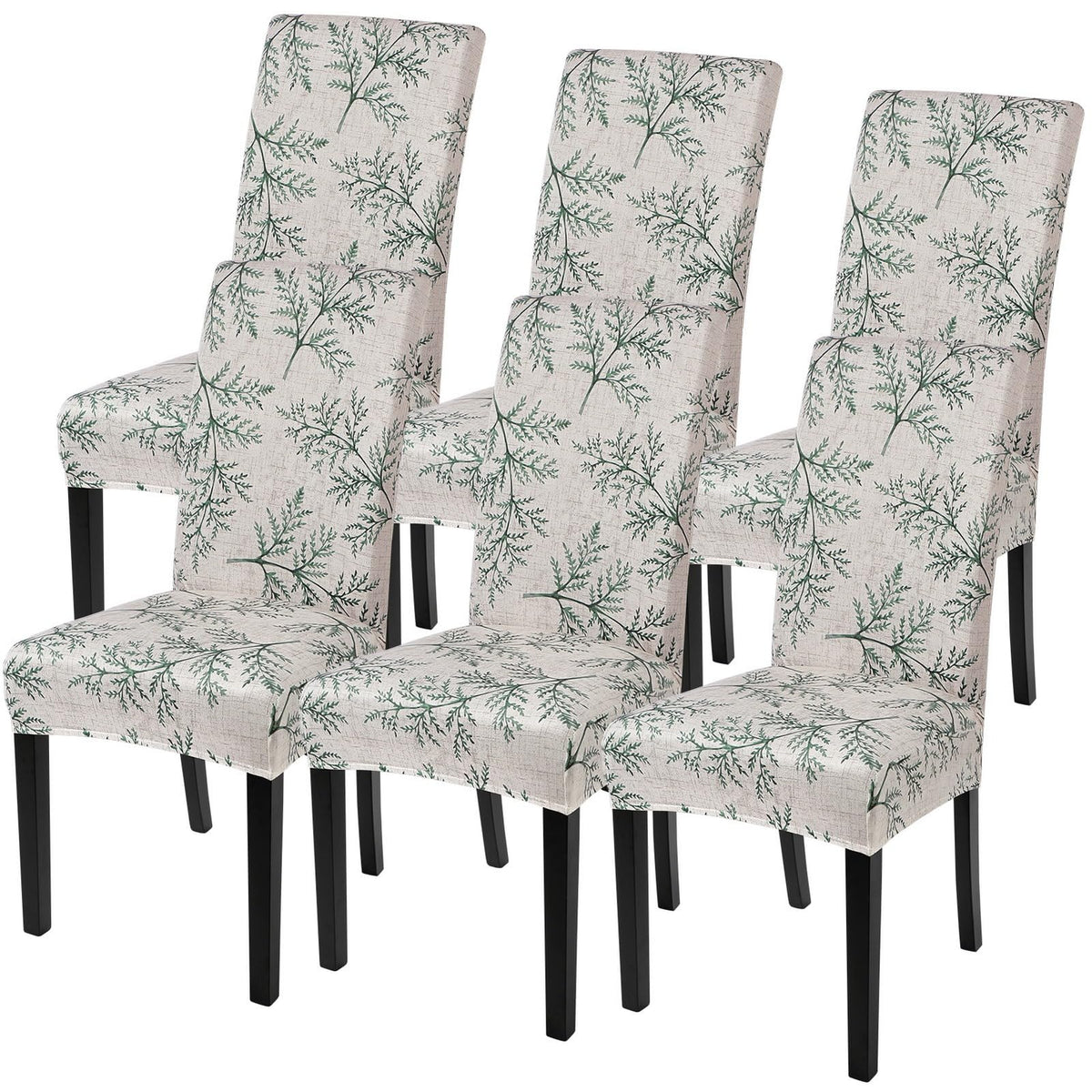 SearchI Chair Covers Slipcovers Set of 4, Spandex Super Fit Stretch Removable Washable Kitchen Parsons Protector for Dining Room,Hotel,Ceremony,Beige+Flowers