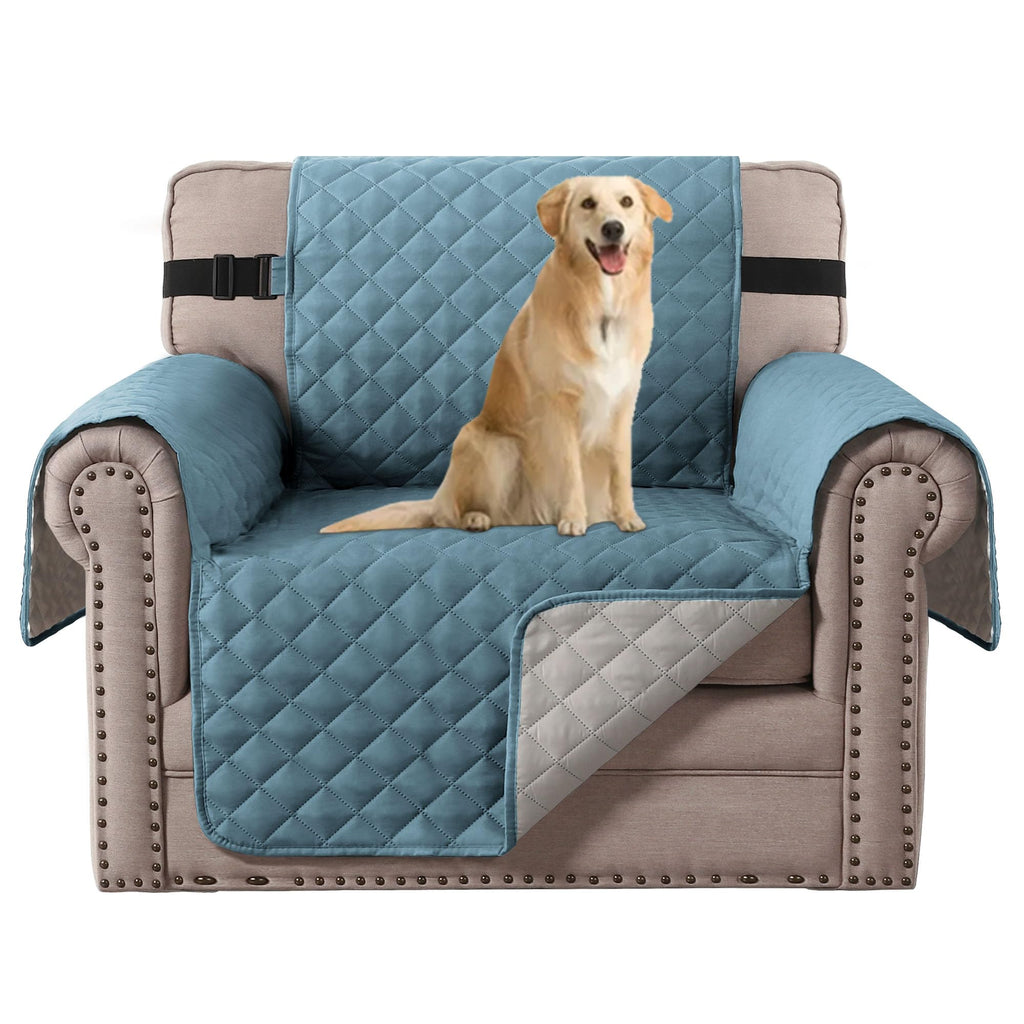 H.VERSAILTEX Reversible Couch Cover for 2 Cushion Couch Water Resistant Loveseat Washable Furniture Cover with Non-Slip Elastic Strap for Dogs, Pets, Kids(Oversized Loveseat, Charcoal Grey)