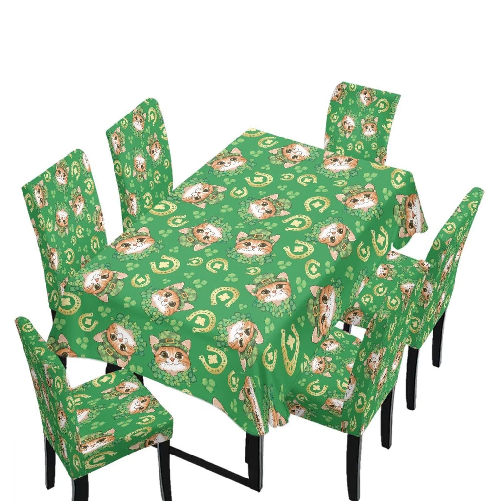 ZDCUSTOM Easter Table and Chair Covers for Parties Purple Bunny Dining Chairs Cover Daisy Tablecloths Rectangular for Easter Party