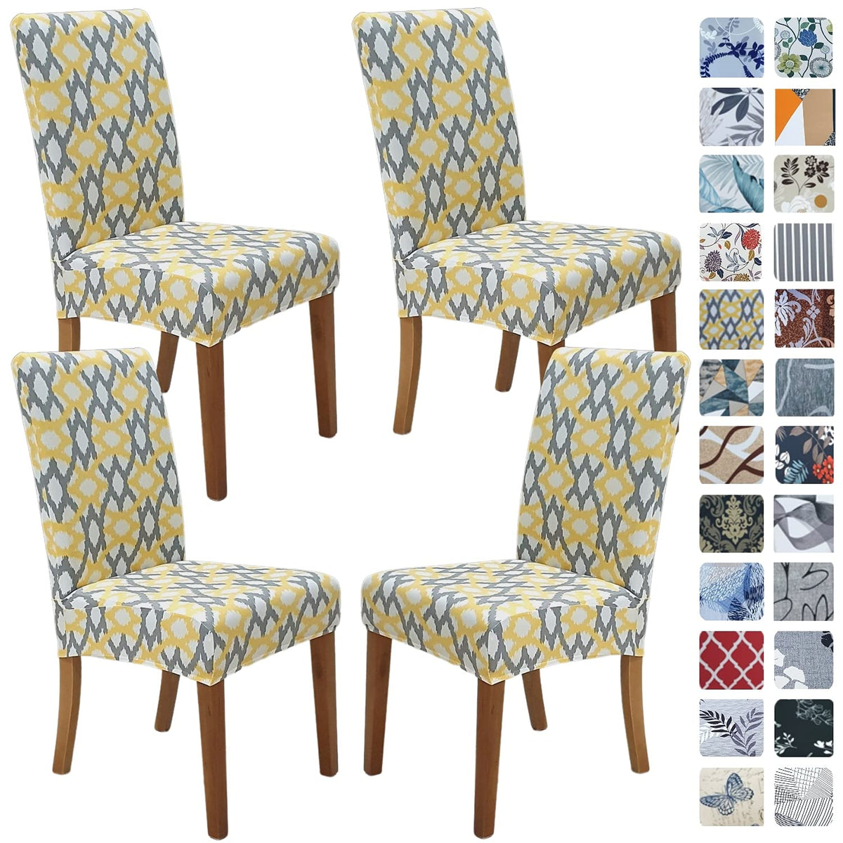 SPRINGRICO Chair Covers for Dining Room Set of 4, Stretch Dining Chair Cover, Washable Spandex Kitchen Parsons Chair Slipcovers, Removable Seat Protector for Home or Party (4 Pack, Lotus Gray)