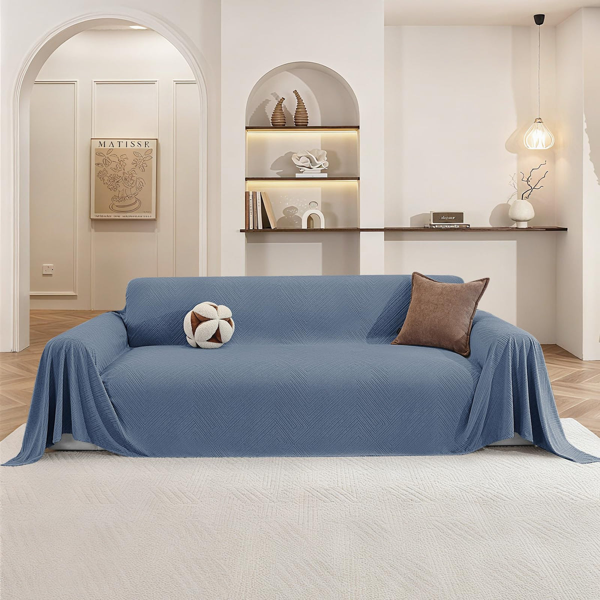 Couch Cover for Dogs, Loveseat 2 Cushion Sofa Cover, Light Grey
